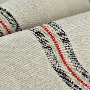 Vintage Schwere Wolle Leinen Mischung Schwarz und Rot Streifen Polsterstoff|Streifen Geometrischer Weicher Stoff Für Couch Stuhl Vorhänge Tischläufer