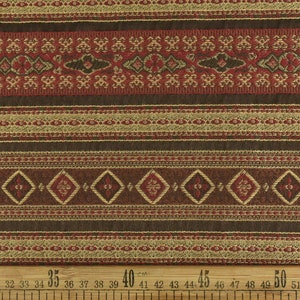 Vintage Boho Ethnic Polsterstoff in Rot Braun Gold| Trendy Southwest Geometrische Streifen Möbel Polsterstoff Für Stuhl