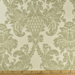 Heavy Weight Light Green Vintage Chenille Floral Jacquard Damask Upholstery and Drapery Fabric|MCM Home Decor Fabric For Chair Curtain