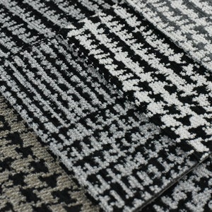 Vintage Black and White Heavy Weight Houndstooth Upholstery Fabric|Medium Scale Jacquard Checked Fabric for Chair and Sofa