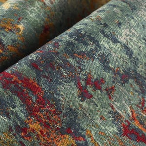 Designer mehrfarbiger abstrakter gewebter Jacquard-Polsterungs-Stoff für Stuhlvorhang| Rotgoldgrüner Wohndekor-Stoff für Möbeldrapierung