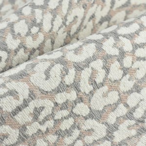 Designer-Schwergewichts-Wollmischung Pink Grau Weiß Leopard Jacquard Strukturierter Polsterstoff |
