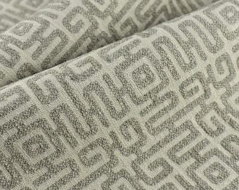 Heavy Duty Furniture Upholstery Dining Chair Cushions Abstract Boucle Geometric Pattern Upholstery Fabric|Cream Grey Linen Blend Sofa Fabric