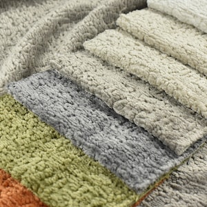 Schwerer Vintage-Besatz aus weichem Plüsch-Chenille-Strukturpolsterstoff Schüttgut | Creme Beige Grün Chenille für Stuhl Couchkissen / 660GSM