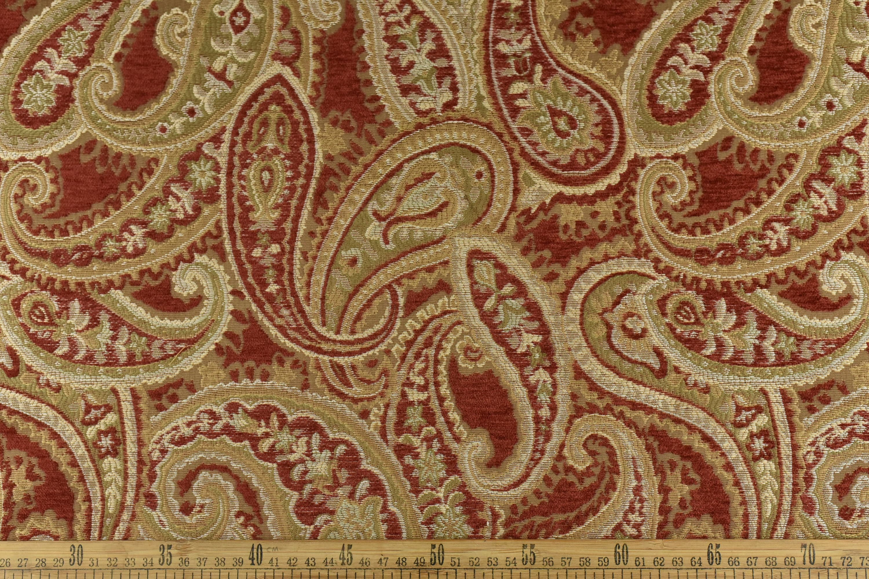 Vintage Chenille Jacquard Paisley Floral Upholstery Fabric for