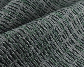 Heavy Weight Vintage Green Stylish Linen Blend Abstract Stripe Upholstery Fabric|Modern Geometric Textured Sofa Cushion Fabric 55"W/925GSM
