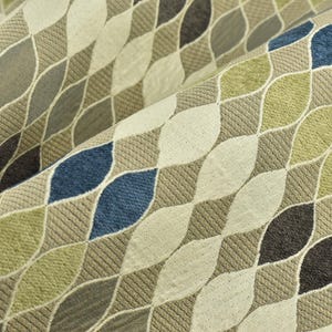 Clearance Sale!Heavy Weight Blue and Green Chenille Geometric Upholstery Fabric For Chair|Vintage Country Farmhouse Home Decor Fabric