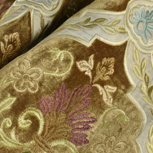 Clearance Sale!Vintage Gold Brown Embroidered Large Damask Floral Cut Velvet Fabric For Chair Curtain Pillow|Heavy Weight Flroal Fabric