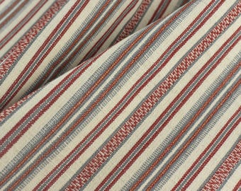 Designer Red White Cotton Blend Foreshore Striped Upholstery Fabric For Chair|Olive Green Farmhouse Ticking Striped Furniture Drapery Fabric