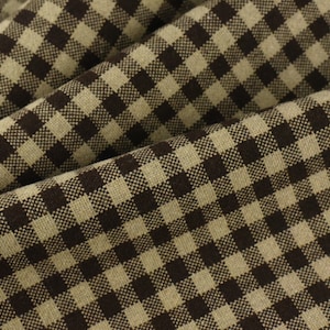 Heavy Duty Soft Wool Blended Chocolate and Cream Small Check Upholstery Fabric|Geometric  Chair Fabric|Drapery Furniture Reupholstery Fabric