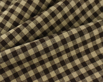 Heavy Duty Soft Wool Blended Chocolate and Cream Small Check Upholstery Fabric|Geometric  Chair Fabric|Drapery Furniture Reupholstery Fabric