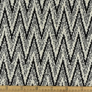 Extra Heavy Weight Herringbone Boucle Textured Upholstery Fabric in Black and White|Designer Geometric Boucle Fabric By The Yard 55"/860GSM
