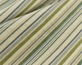 Tela de tapicería 100% algodón puro, estilo vintage, con rayas, para cortinas, sillas y sofás / Tela de rayas verdes con estampado geométrico primitivo