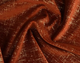 High End Heavy Weight Burnt Orange Gold Foil Shiny Abstract Pattern Luxury Velvet Fabric By The Yard For Chairs Couch Furniture