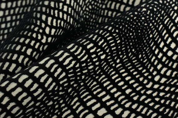 Heavy Weight Black Abstract Vintage Crocodile Skin Raised Cut Velvet For Chair|Heavy Duty Geometric Jacquard Thick Velvet Furniture Fabric
