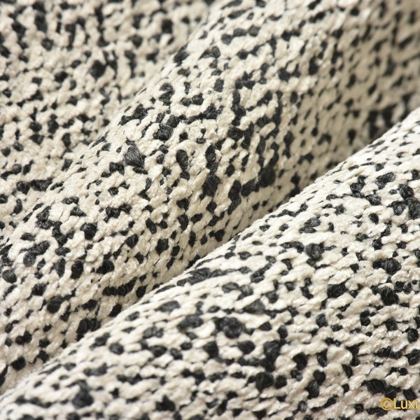Boucle Fabric Heavy Weight Vintage Black and White Textured Wooly Boucle Upholstery Fabric By The Yard 57"Width,780GSM