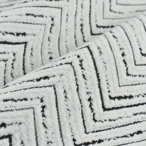 Black and White Chenille  Herringbone Chevron Upholstery Fabric|Heavy Furniture Fabric By The Yard