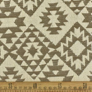 Heavy Weight Vintage Cotton Blend Ethnic Aztec Pattern Geometric Upholsetry Fabric For Chair|Red/Brown/Cream Tribal Woven Fabric For Curtain