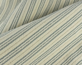 Heavy Weight Pure Cotton/Linen Blend Vintage Blue Red Striped Upholstery Drapery Fabric For Chair|Boho Vintage Cotton Linen Fabric By Yard