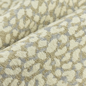 Designer Schwergewicht Wollmischung Tan Grau Weiß Leopard Jacquard Strukturierter Polsterstoff|Vintage Abstrakt Tierhaut Geometrische Stoff