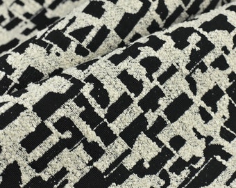 Black and White Abstract Geometric Boucle Upholstery Fabric|Contemporary Abstract Pattern Home Decor Furniture Chair Couch Reupholstery