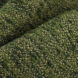 Designer Upmarkt Schwerer Unregelmäßiger Moosgrüner Baumwollwollmischung Boucle-Polsterstoff für Stuhl Couch | Weicher klobiger Möbelstoff