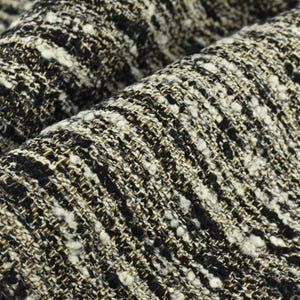 Designer Upmarkt Schwerer Unregelmäßiger Schwarz Weißer Baumwollwollmischung Boucle-Polsterstoff für Stuhl Couch | Weicher klobiger Möbelstoff