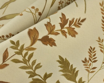 Vintage Autumn Floral and Bontanical Jacquard Upholstery Fabric For Chair Curtian|Brown Green Farmhouse Country Fabric By Yard For Couch