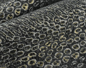 Charcoal Black Gold Leopard Abstract Geometric Jacquard Chenille Upholstery Fabric|Wild Animal Skin Fabric By The Yard For Chairs