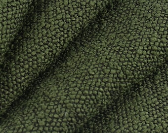 Heavy Weight Vintage Textured Olive Green Boucle Upholstery Fabric By The Yard For Home Decor Chair Couch Furniture 57&quot; Width 590GSM