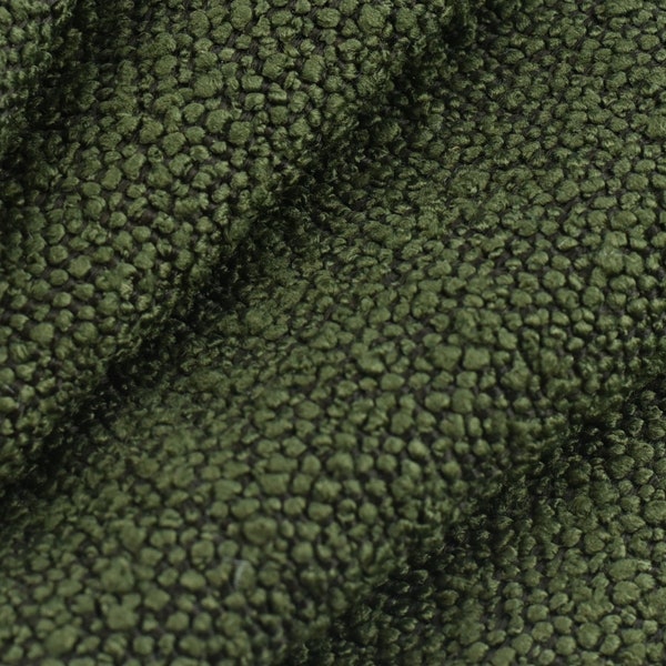 Heavy Weight Vintage Textured Olive Green Boucle Upholstery Fabric By The Yard For Home Decor Chair Couch Furniture 57" Width 590GSM