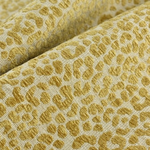 Tessuto da tappezzeria in misto lino pesante, con trama leopardata, color crema e oro, in ciniglia, jacquard/tessuto decorativo geometrico a trama animale