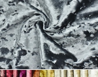 Heavy Weight Shiny Crushed Velvet Upholstery Fabric in Gold Green Cream|Reupholstery Cut Velvet Fabric For Chair Bench Couch Pillow-570GSM
