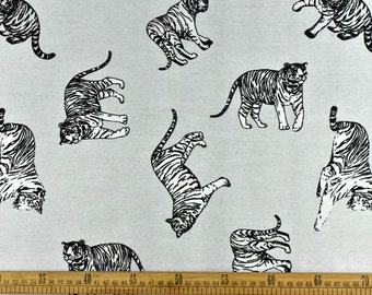 Black and White Playful Tiger Woven Textured Upholstery Fabric|Exotic Wild Animal Fabric For Curtain Drapery Pillow