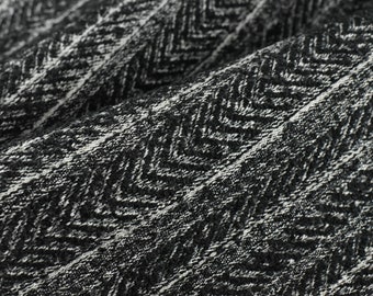Heavy Weight Herringbone Wool Boucle Textured Upholstery Fabric|Designer Geometric Linen Boucle Fabric By The Yard 55"/951GSM