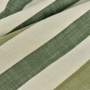 100% Pure Cotton Vintage Green Stripe Jacquard Upholstery And Drapery Fabric|Modern Farmhouse Green and Cream Heavy Upholstery