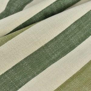 Tessuto per tappezzeria e tendaggi in jacquard a righe verdi vintage in puro cotone al 100%/Tessuto pesante per tappezzeria in verde e crema stile fattoria moderna