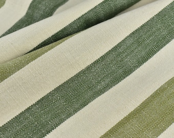 100 Pure Cotton Vintage Green Stripe Jacquard Upholstery And Drapery Fabric|Modern Farmhouse Green and Cream Heavy Upholstery