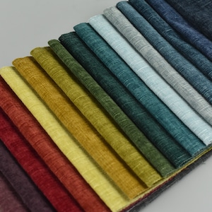 Soft Hand Plain Chenille Upholstery Fabric For Curtain,Sofa,Pillow,Dining Chair|Linen Look Plush Textured Upholstery Fabric By The Yard