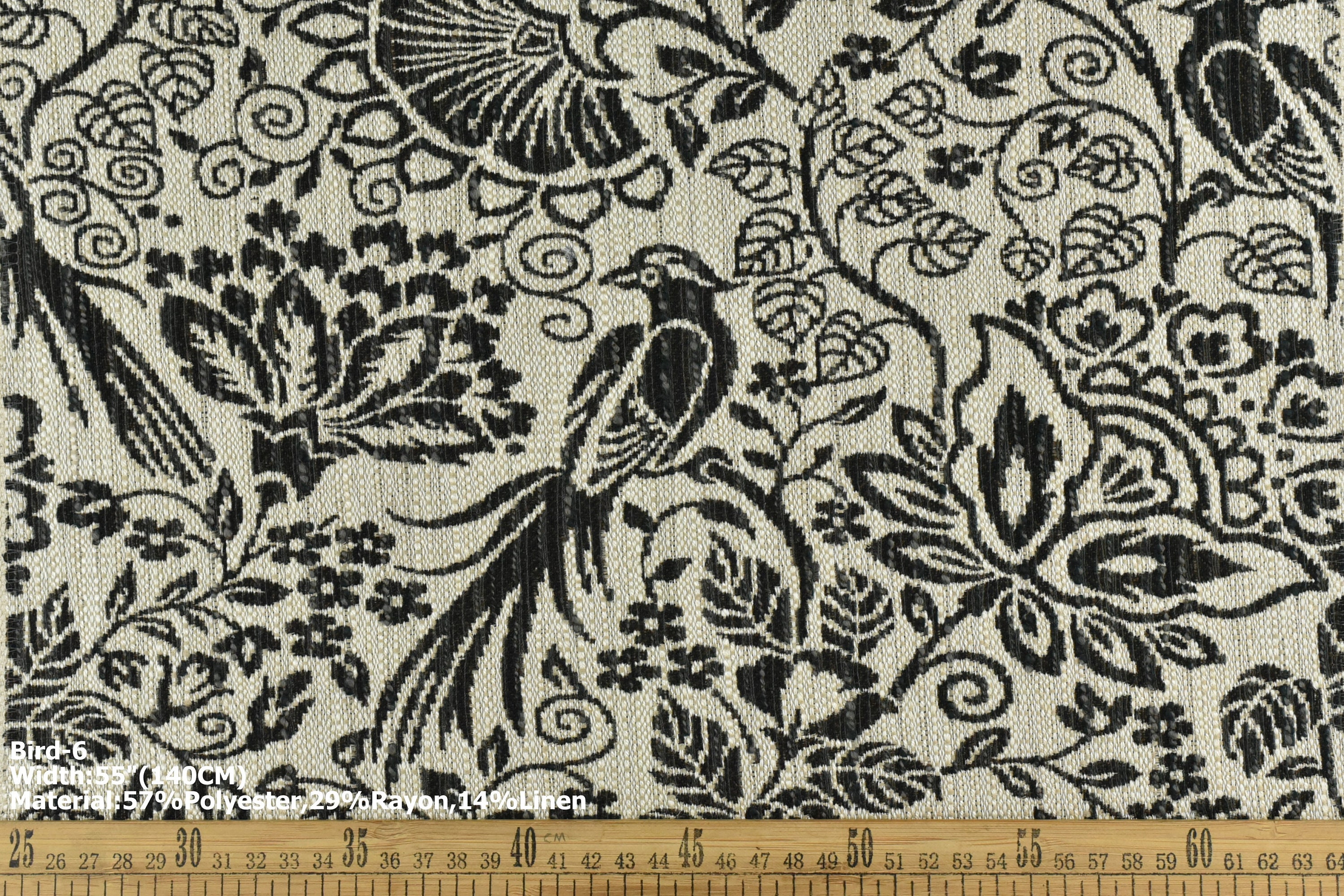 Vintage Black and Cream Bird Foral Geometric Check Pattern Traditional ...