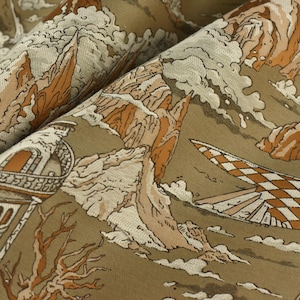 Designer Playful Mountain Water Chinoiserie Home Decor Upholstery Fabric For Curtain and Chair|Wider Width Popular Textile Interior Design