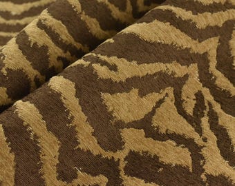 Vintage Tiger Animal Skin Textured Chenille Jacquard Upholstery Fabric For Chair Cushion|Brown Chenille Wild Animal Fabric