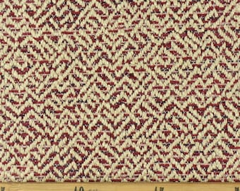 Beige And Burgundy Geometric Linen Rayon Upholstery Fabric For Home Decor Chair Couch Reupholstery
