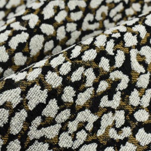 Designer-Schwergewichts-Wollmischung Schwarz Gold Weiß Leopard Jacquard Strukturierter Polsterstoff |