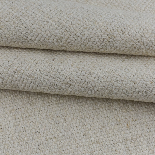 Water&Stain Resistant Heavy Weight Cream Linen Blended Easy Clean High Performance Upholstery Fabric By The Yard