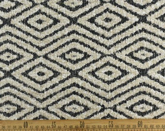 Tela para tapicería y cortinas con diseño geométrico de rombos, color negro, marfil y beige, para silla, otomana, almohada, cortina, 290 cm de ancho.