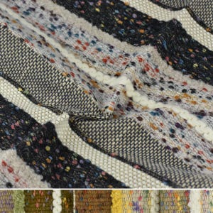 Schwerer mehrfarbiger Wolle-Baumwoll-Leinen-Mix Gestreifte Boucle-Textur-Polsterstoff für Stuhl | Bunter Wohnkultur-Stoff für Kissen