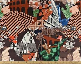 Fluwelen bekledingsstof designer dame architectuurprint|Vintage interieurstof voor naaien|Bekledingsstof voor kussen stoel