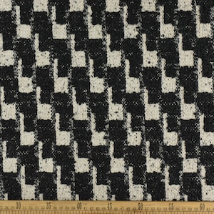 Tessuto per tappezzeria bouclé resistente con motivo geometrico in bianco e nero/tessuto per tappezzeria di mobili spessi in misto cotone per sedie e divani