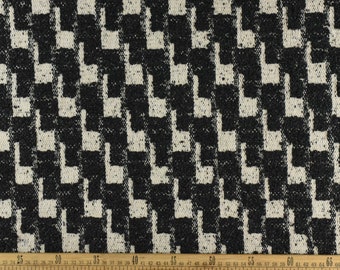 Geometric Pattern Heavy Duty Boucle Upholstery Fabric in Black and White|Cotton Blended Thick Furniture Upholstery Fabric For Chair Couch